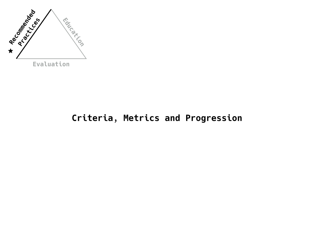 Criteria, Metrics, Progressions